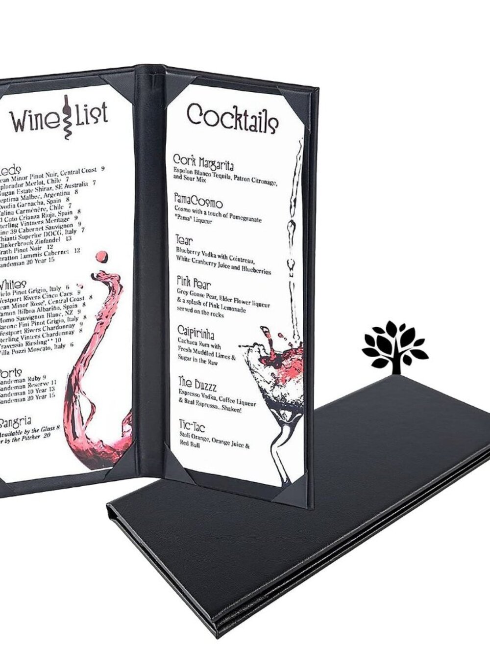 Menu Cover 4.25 x 11 inch Leather with Strong Wood Inside Double Views Leather M